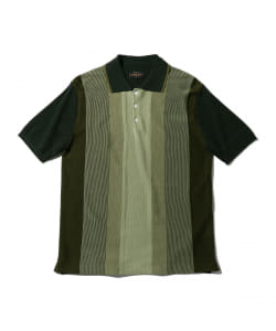 ▲BEAMS PLUS / コットンニット ストライプ ポロシャツ