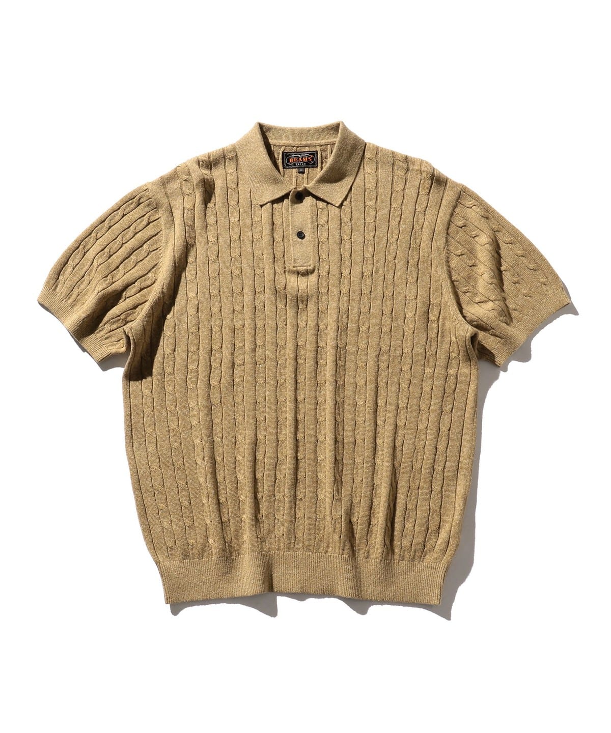 Knit Polo Cable シャツ・ブラウス MEN KHAKI XL Knit Polo Cable シャツ・ブラウス MEN KHAKI XL