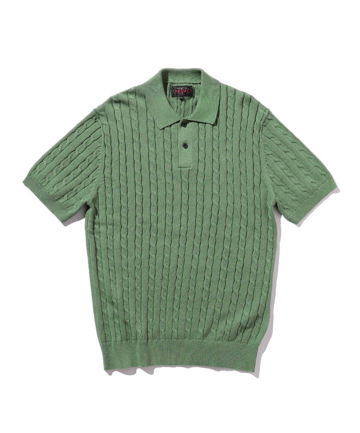 Knit Polo Cable シャツ・ブラウス MEN GREEN L Knit Polo Cable シャツ・ブラウス MEN GREEN L