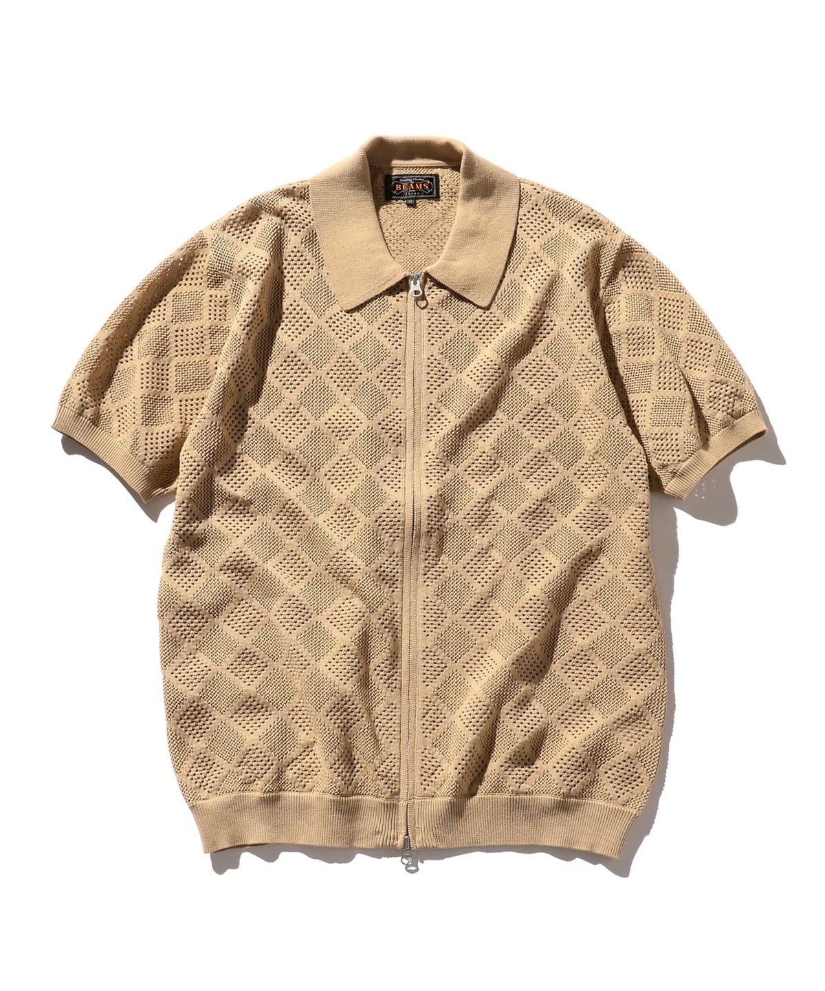 Zip Knit Polo Mesh シャツ・ブラウス MEN BEIGE XL Zip Knit Polo Mesh シャツ・ブラウス MEN BEIGE XL