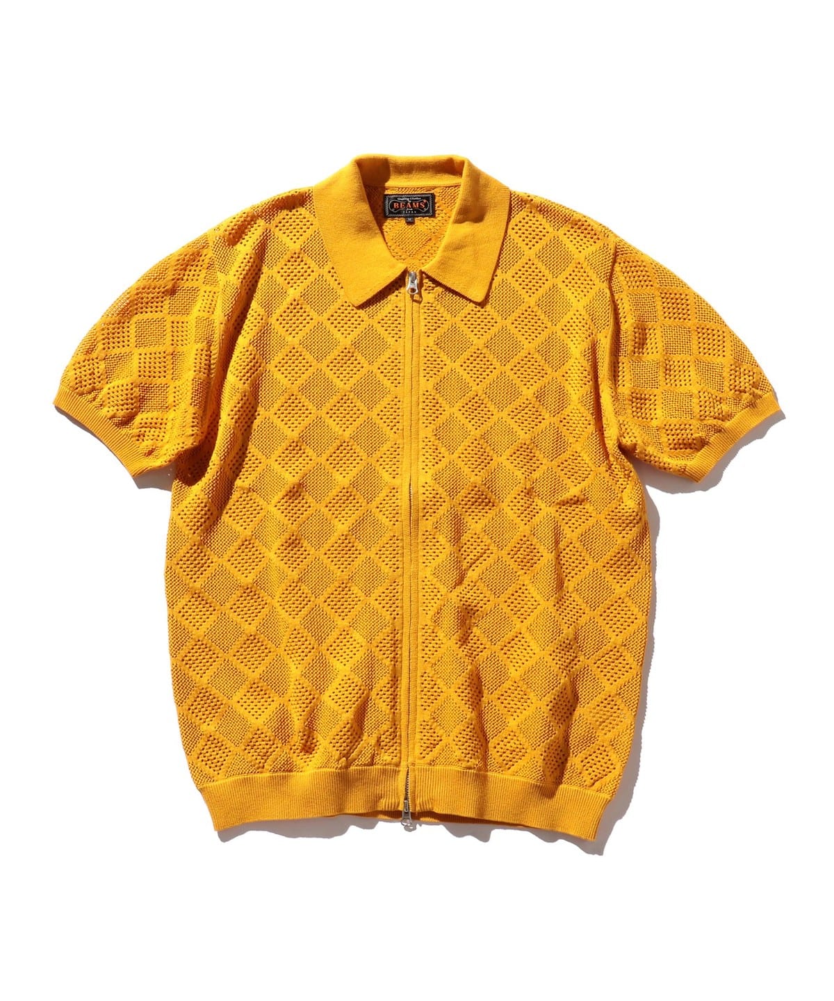 Zip Knit Polo Mesh シャツ・ブラウス MEN MUSTARD XL Zip Knit Polo Mesh シャツ・ブラウス MEN MUSTARD XL