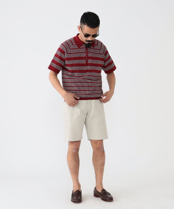 BEAMS PLUS（ビームス プラス）Half Zip Knit Polo Jacquard