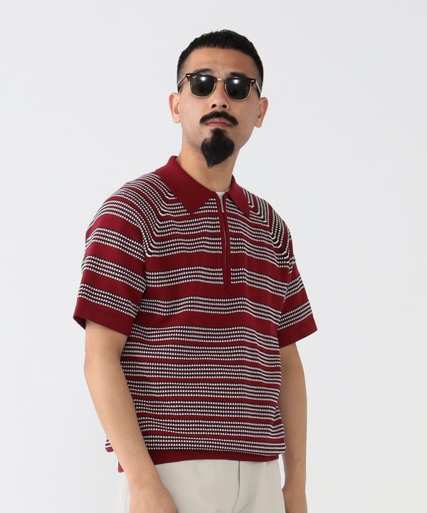 BEAMS PLUS（ビームス プラス）Half Zip Knit Polo Jacquard