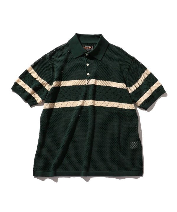 BEAMS PLUS（ビームス プラス）BEAMS PLUS / Knit Polo Mesh Stripe（シャツ・ブラウス ポロシャツ ）通販｜BEAMS