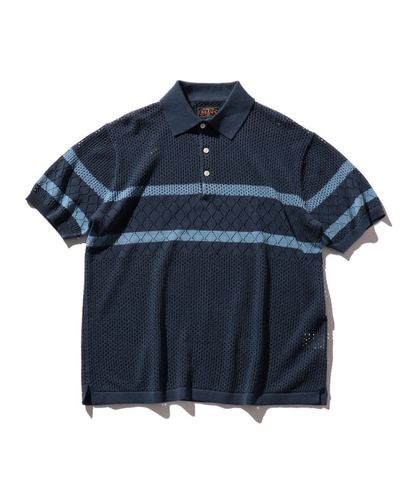 BEAMS PLUS（ビームス プラス）Knit Polo Mesh Stripe（シャツ・ブラウス ポロシャツ）通販｜BEAMS