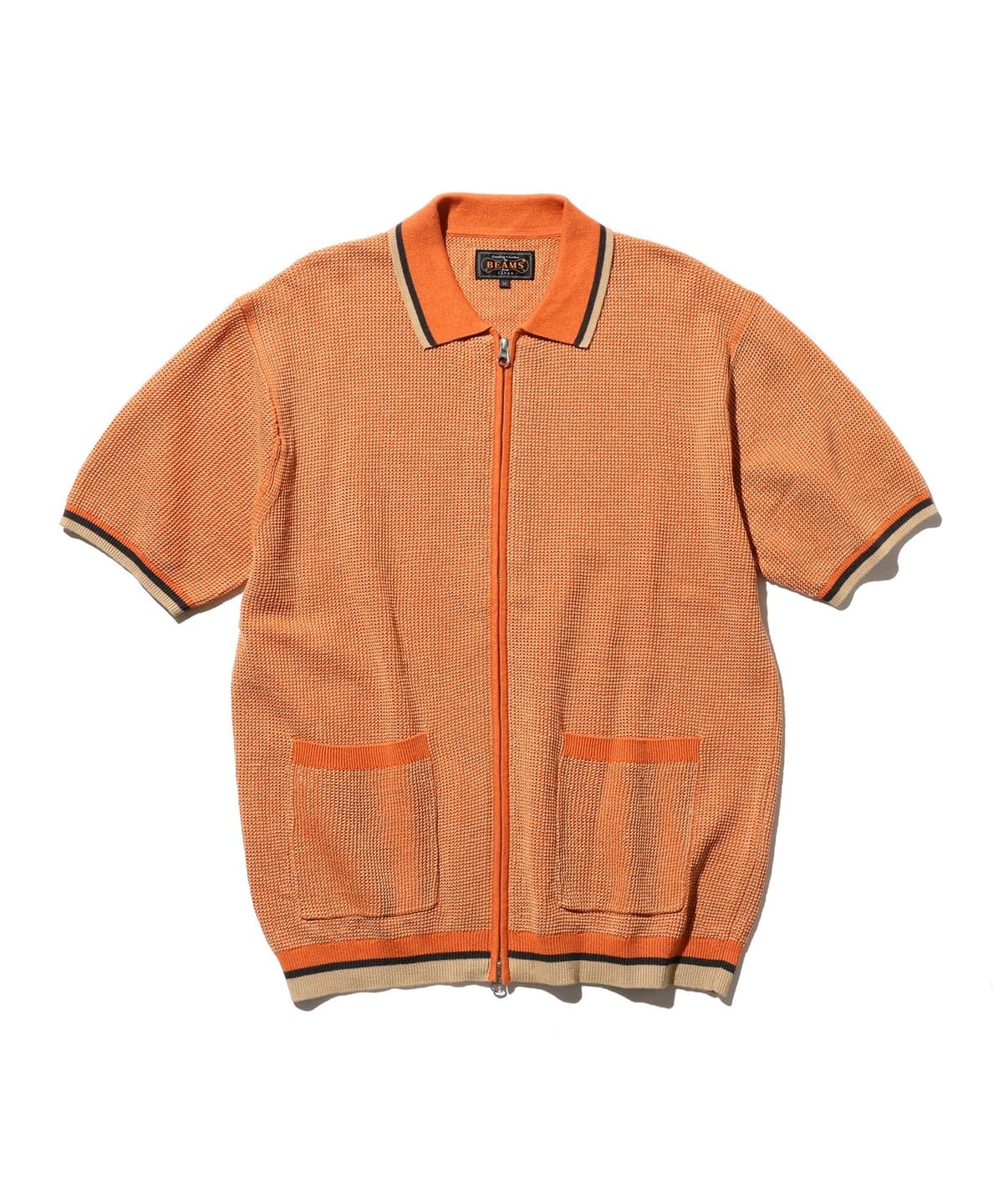 Zip Knit Polo Solid シャツ・ブラウス MEN ORANGE S Zip Knit Polo Solid シャツ・ブラウス MEN ORANGE S