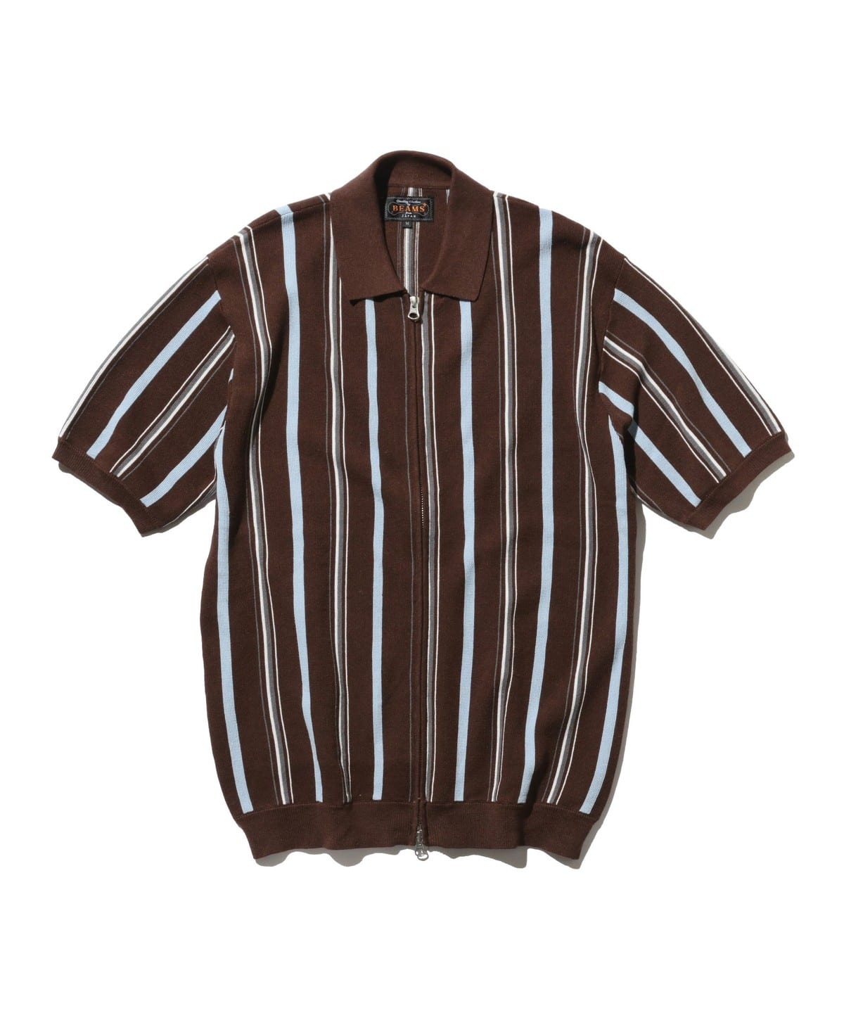 Zip Knit Polo Stripe シャツ・ブラウス MEN BROWN S Zip Knit Polo Stripe シャツ・ブラウス MEN BROWN S