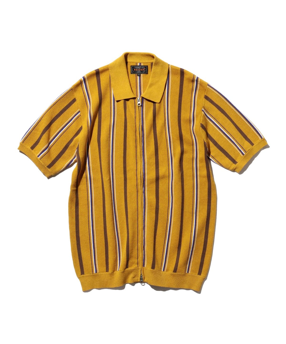 Zip Knit Polo Stripe シャツ・ブラウス MEN MUSTARD XL Zip Knit Polo Stripe シャツ・ブラウス MEN MUSTARD XL