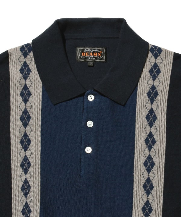 BEAMS PLUS（ビームス プラス）Knit Polo Stripe Argyle（シャツ