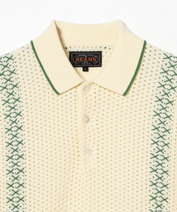 BEAMS PLUS(ビームス プラス)Knit Polo Mesh Stripe(シャツ BEAMS PLUS(ビームス プラス)Knit Polo Mesh Stripe(シャツ