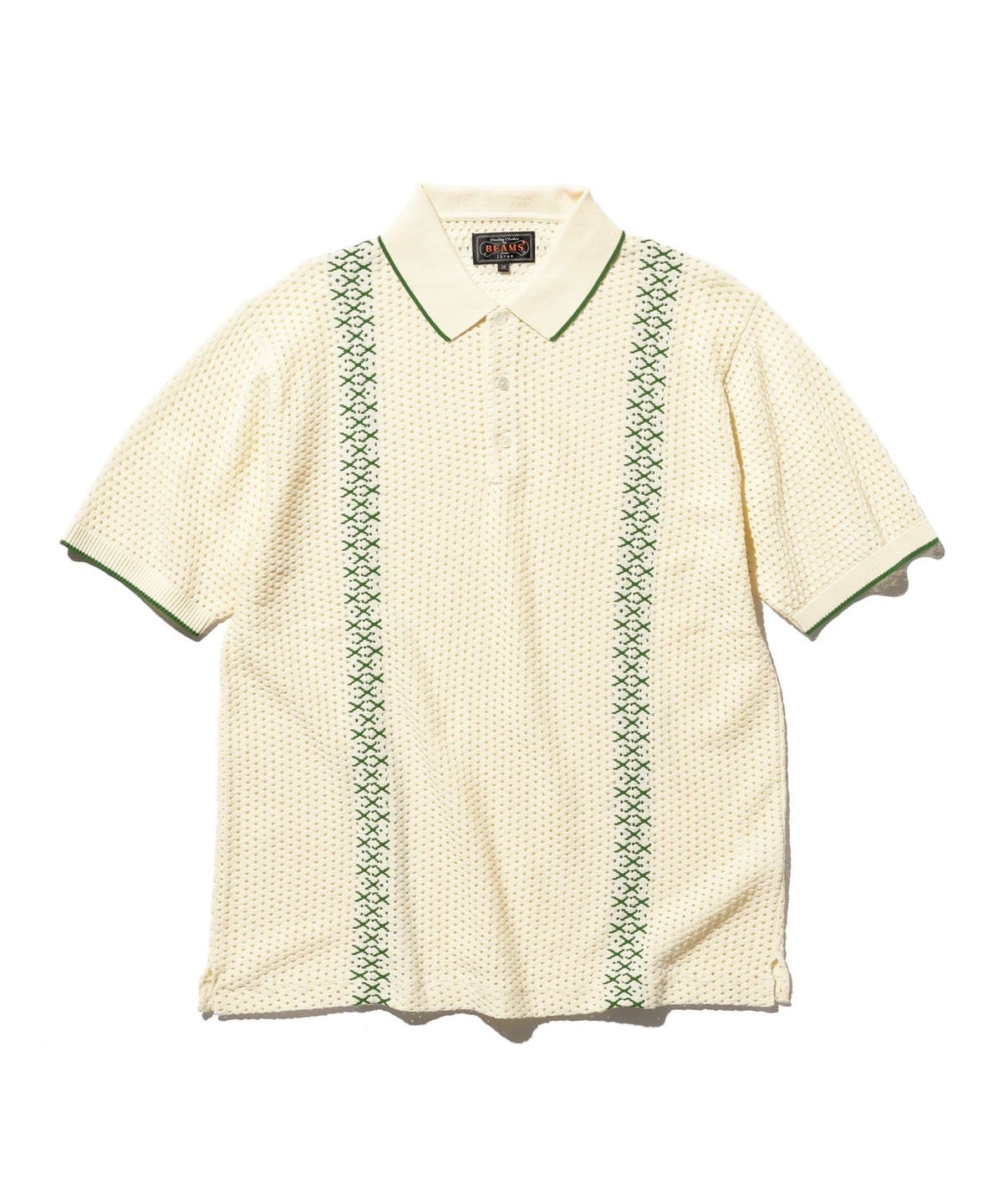 Knit Polo Mesh Stripe シャツ・ブラウス MEN OFF WHT L Knit Polo Mesh Stripe シャツ・ブラウス MEN OFF WHT L