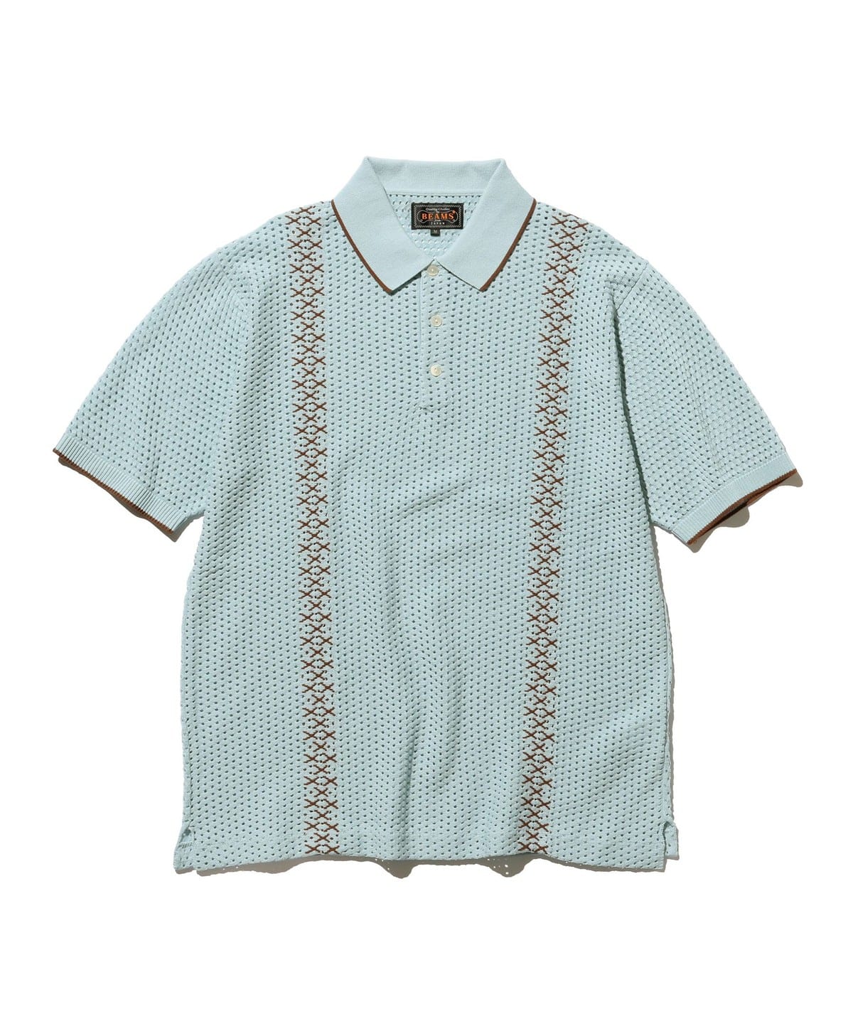 Knit Polo Mesh Stripe シャツ・ブラウス MEN SAX XL Knit Polo Mesh Stripe シャツ・ブラウス MEN SAX XL