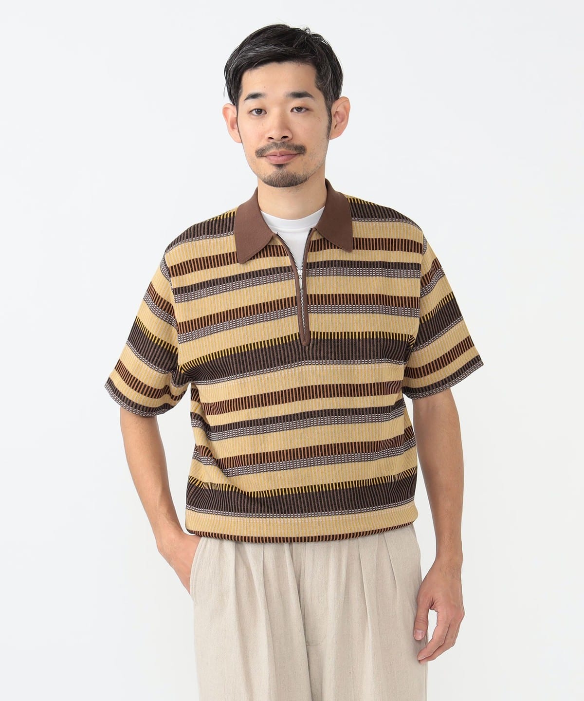BEAMS PLUS（ビームス プラス）Half Zip Knit Polo（シャツ・ブラウス