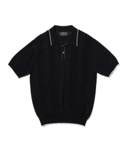 Knit Polo Raised Pattern Jacquard Line