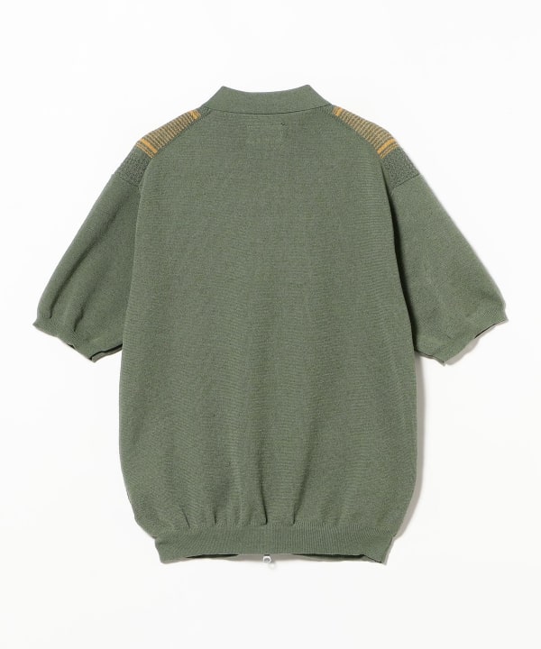 トップス polo shirt / BEAMS BEAMS PLUS（ビームス プラス）Zip Knit Polo Stripe（シャツ