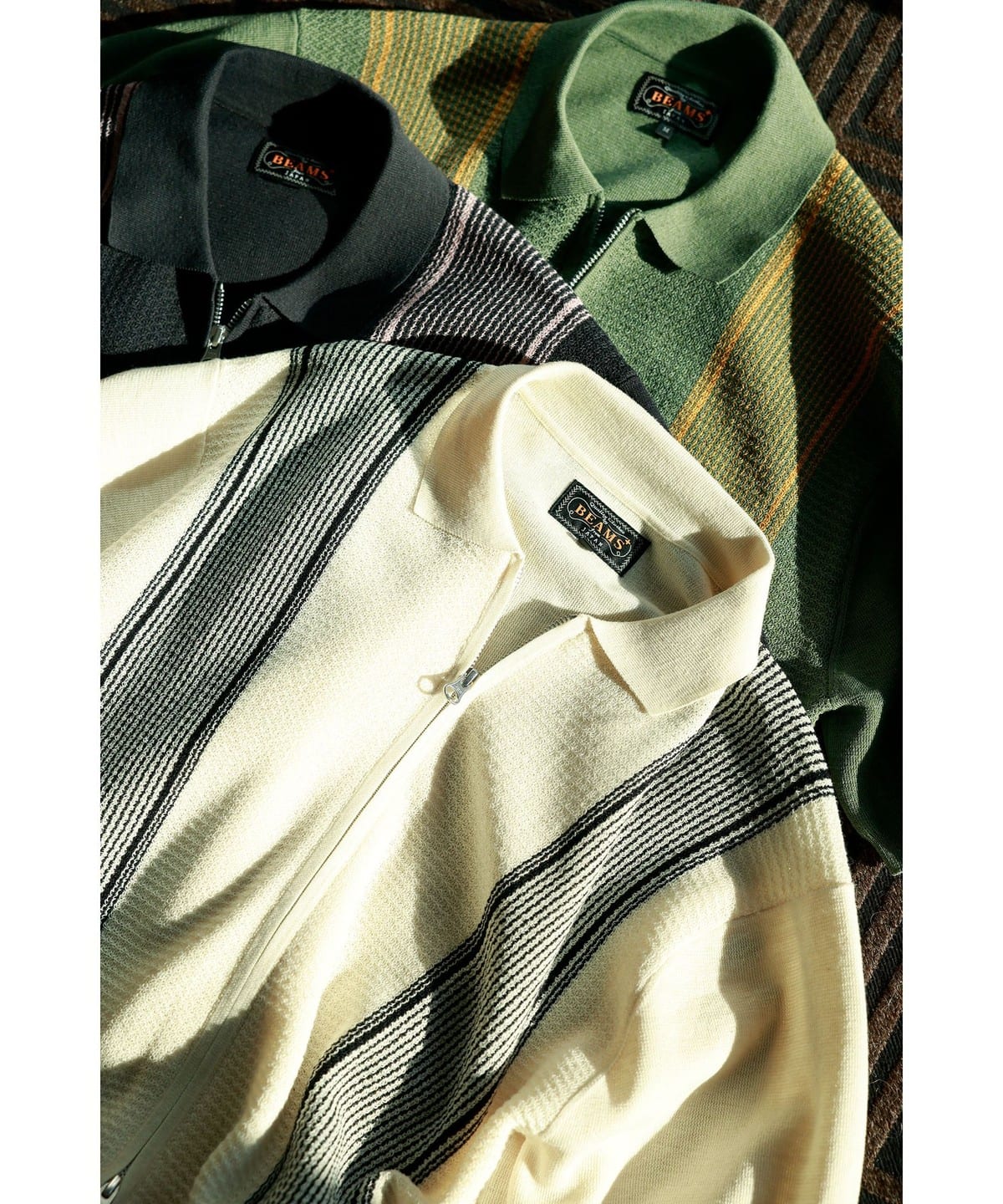 BEAMS PLUS（ビームス プラス）Zip Knit Polo Stripe（シャツ