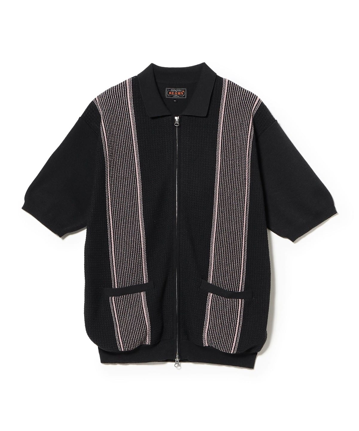 BEAMS PLUS Zip Knit Polo Stripe (Shirts, Blouses BEAMS PLUS Polo