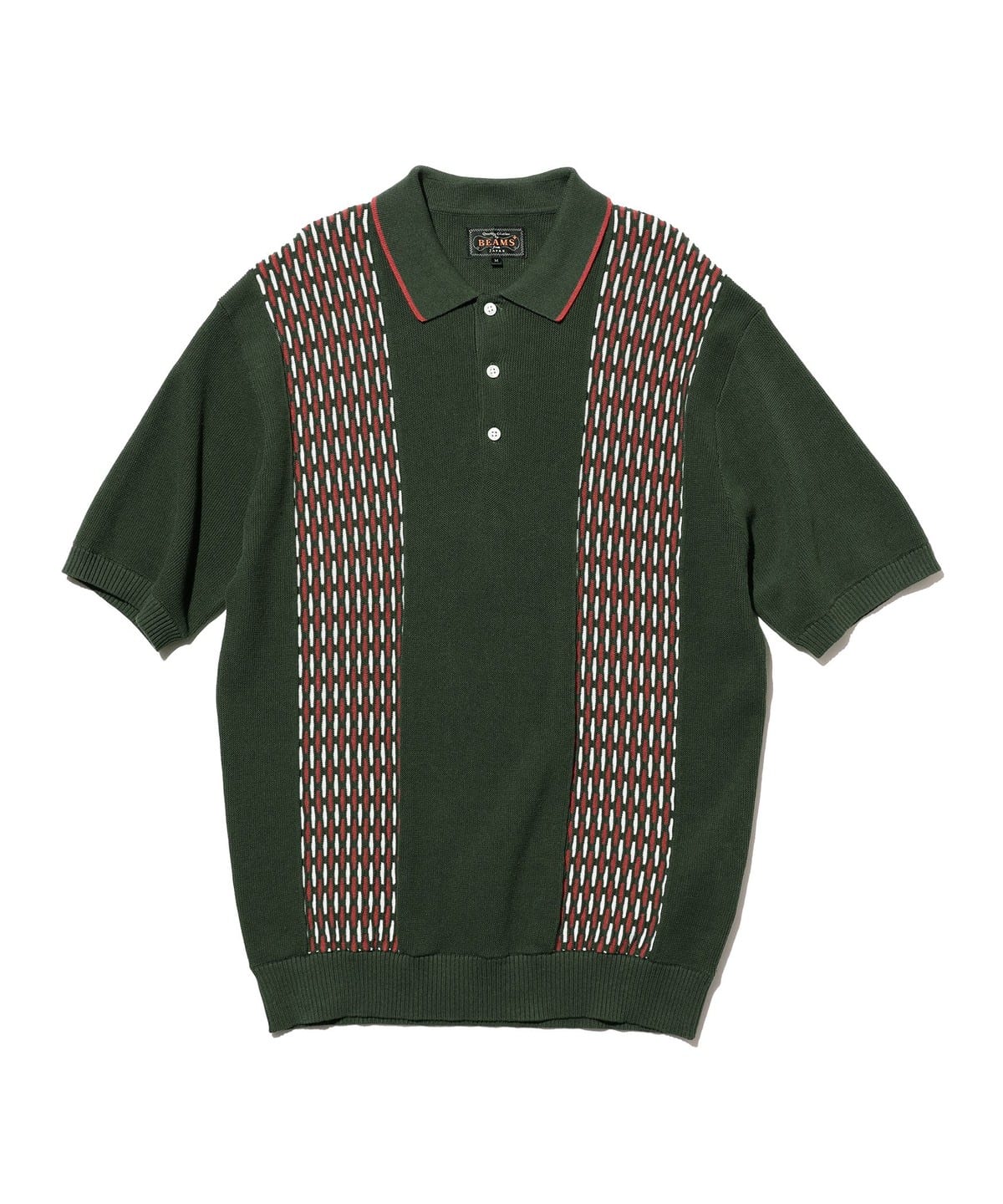 BEAMS PLUS（ビームス プラス）Knit Polo Front Stripe Jacquard