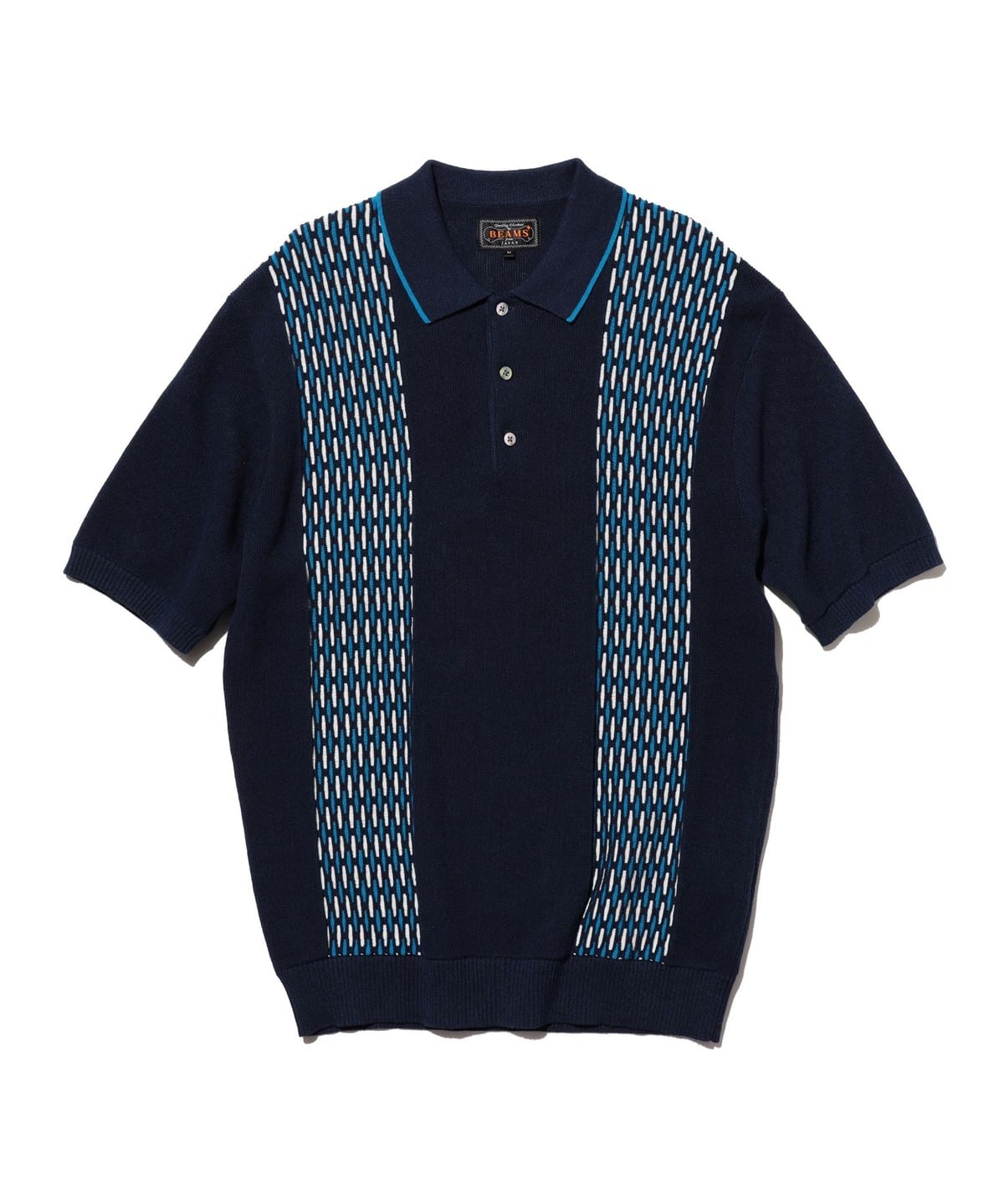 BEAMS PLUS(ビームス プラス)Knit Polo Front Stripe Jacquard BEAMS PLUS(ビームス プラス)Knit Polo Front Stripe Jacquard