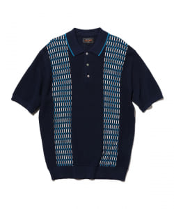 Knit Polo Front Stripe Jacquard