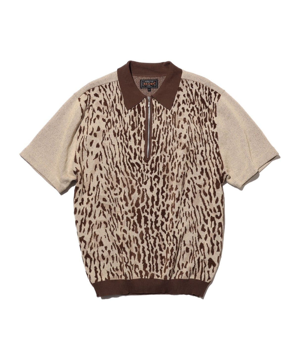 BEAMS PLUS（ビームス プラス）Half Zip Knit Polo Animal Jacquard