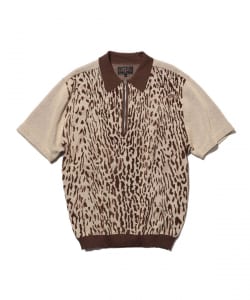 Half Zip Knit Polo Animal Jacquard