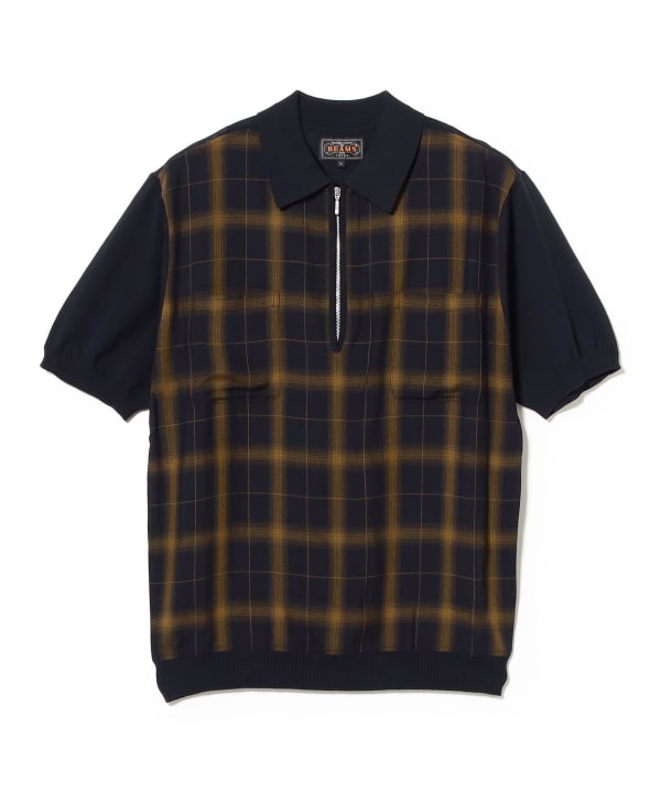 Half Zip Panel Polo Ombre Plaid