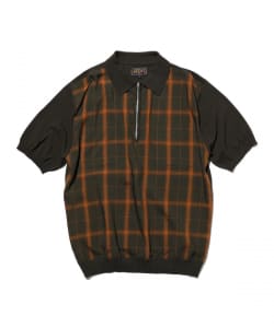 Half Zip Panel Polo Ombre Plaid
