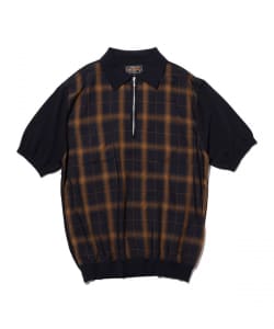 Half Zip Panel Polo Ombre Plaid