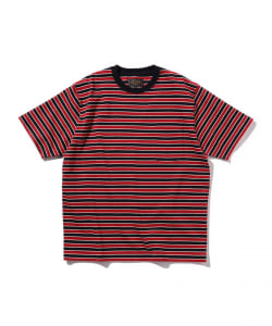 ▲BEAMS PLUS / マルチカラー ホリゾンタルストライプ ポケットTシャツ