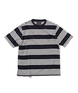 ▲BEAMS PLUS / ネップ ホリゾンタルストライプ ポケット Tシャツ