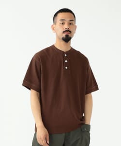 ▲Healthknit × BEAMS PLUS / 別注 ハニカムサーマル ヘンリーネック Ｔシャツ