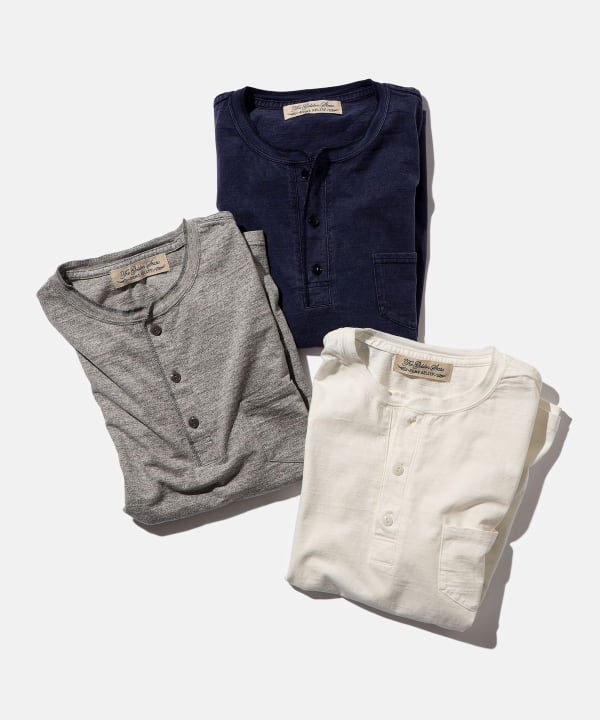 【REMI RELIEF】 HENLEY NECK PRINT TEE REMI RELIEF】 HENLEY NECK PRINT TEE