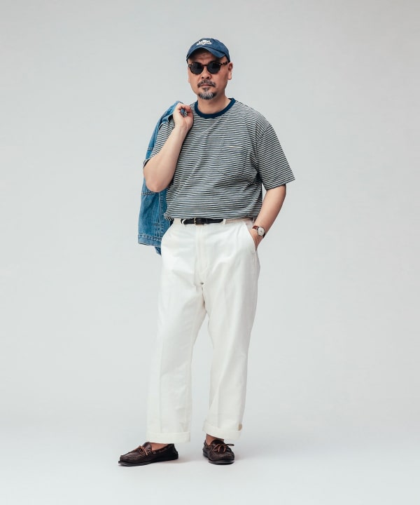 Pocket Tee Indigo Stripe Model：H 183cm Size：XL