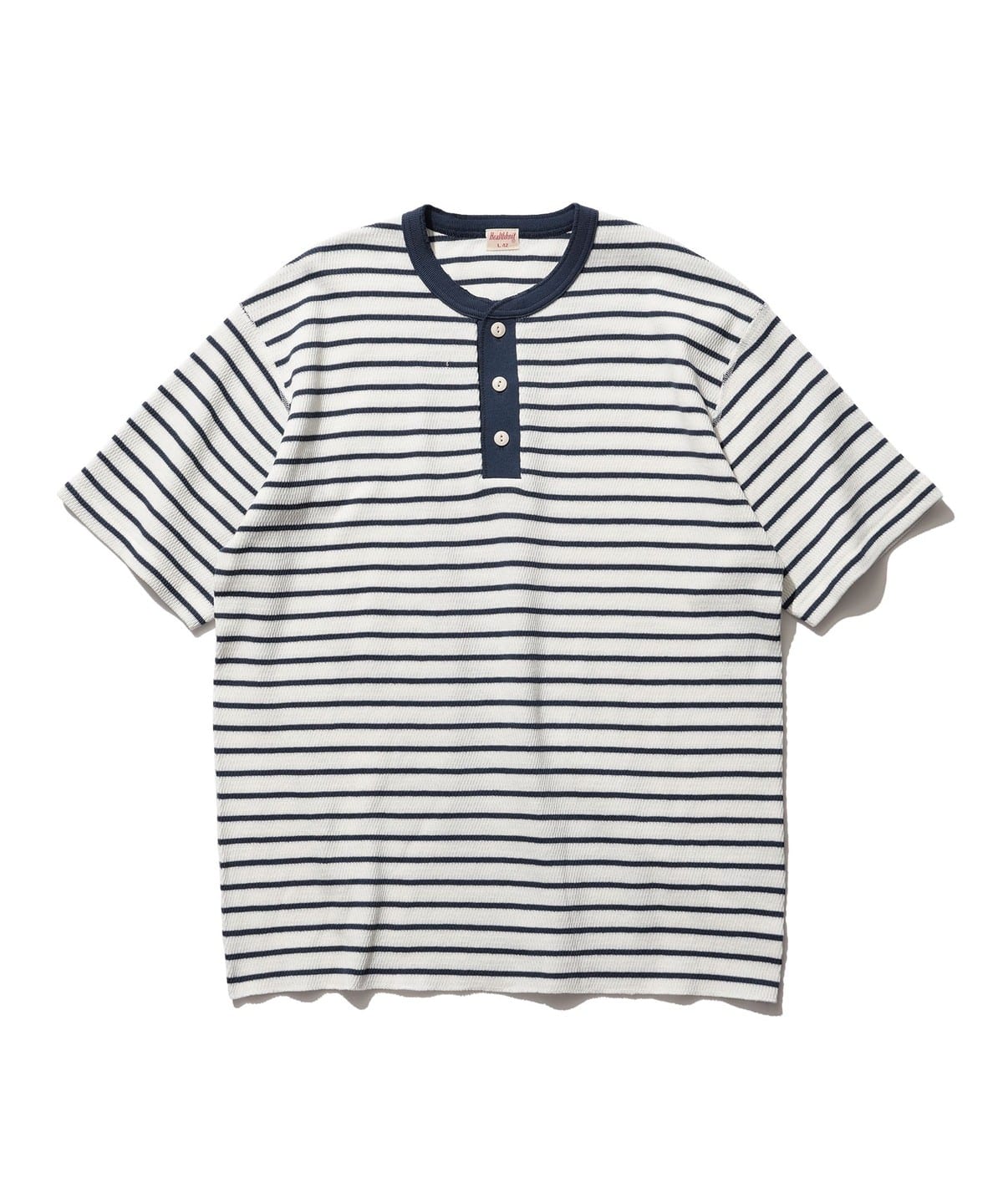 【別注】Healthknit ヘルスニット / Honeycomb Thermal Henry Neck T-shirt Horizontal Stripe Tシャツ・カットソー MEN OFF WHT XL 【別注】Healthknit ヘルスニット / Honeycomb Thermal Henry Neck T-shirt Horizontal Stripe Tシャツ・カットソー MEN OFF WHT XL