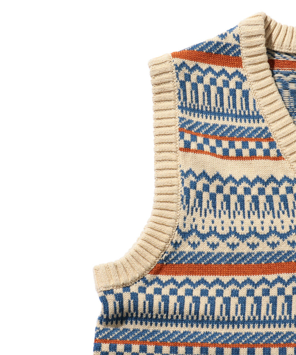 BEAMS PLUS [BEAMS PLUS] BEAMS PLUS / Indigo jacquard knit vest 