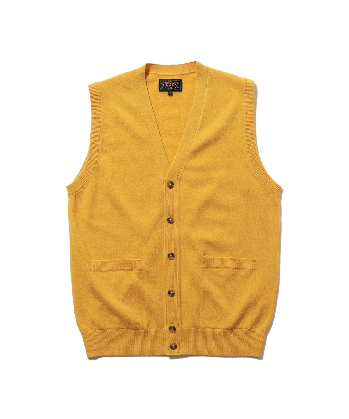 Button Knit Vest Solid トップス MEN YELLOW XL Button Knit Vest Solid トップス MEN YELLOW XL