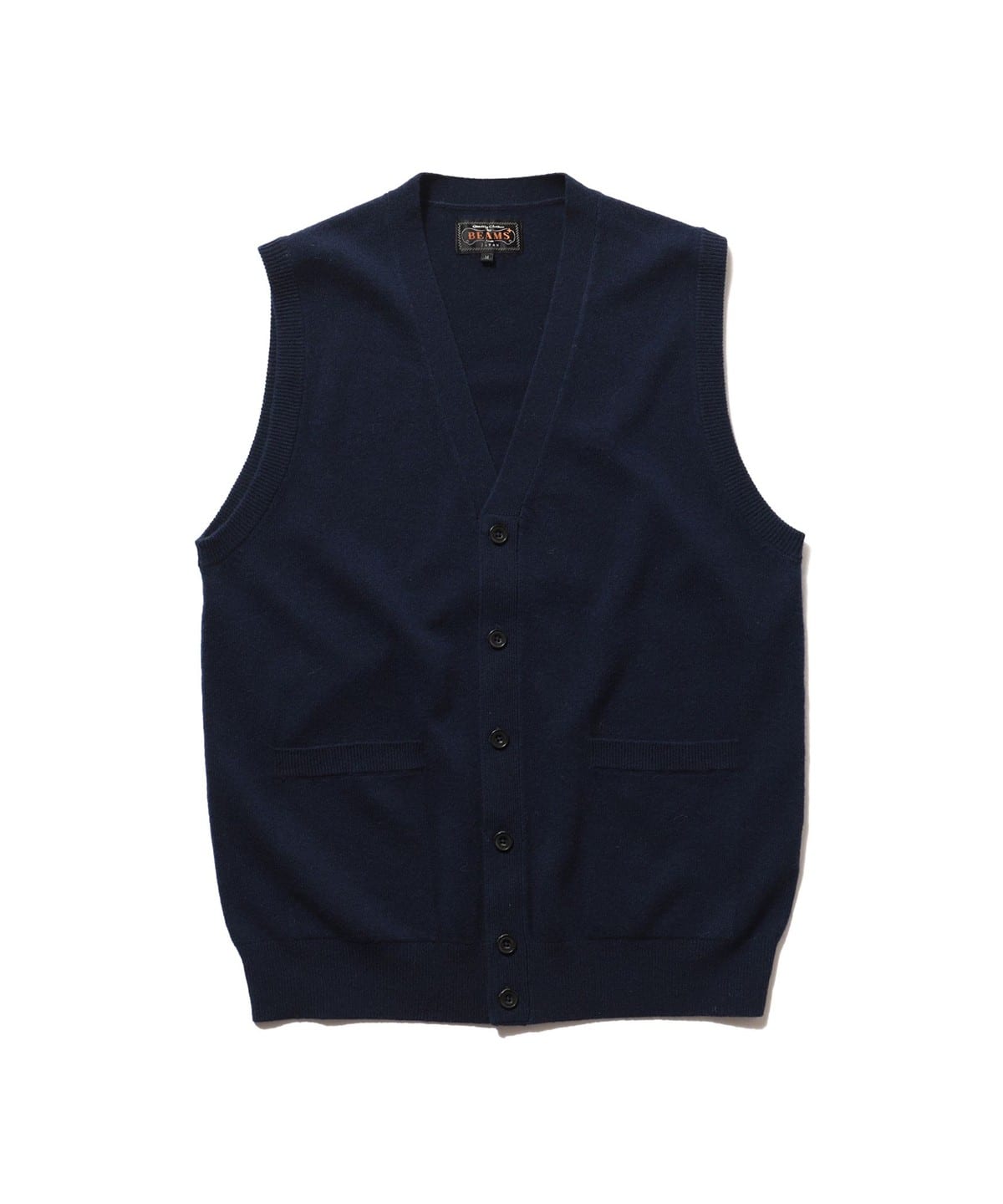 Button Knit Vest Solid トップス MEN NAVY M Button Knit Vest Solid トップス MEN NAVY M