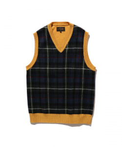 ▲BEAMS PLUS / 9ゲージ チェック ニット ベスト