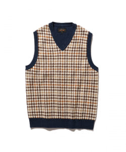 ▲BEAMS PLUS / 9ゲージ チェック ニット ベスト