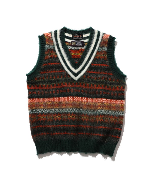 BEAMS PLUS gim × BEAMS PLUS / 別注Shaggy Fair Isle Cricket Vest