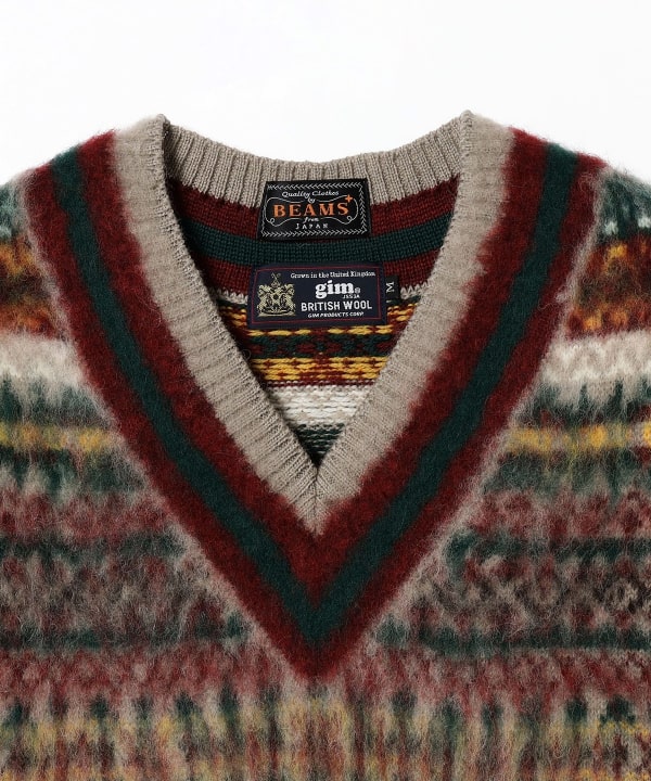 BEAMS PLUS gim × BEAMS PLUS / 別注Shaggy Fair Isle Cricket Vest