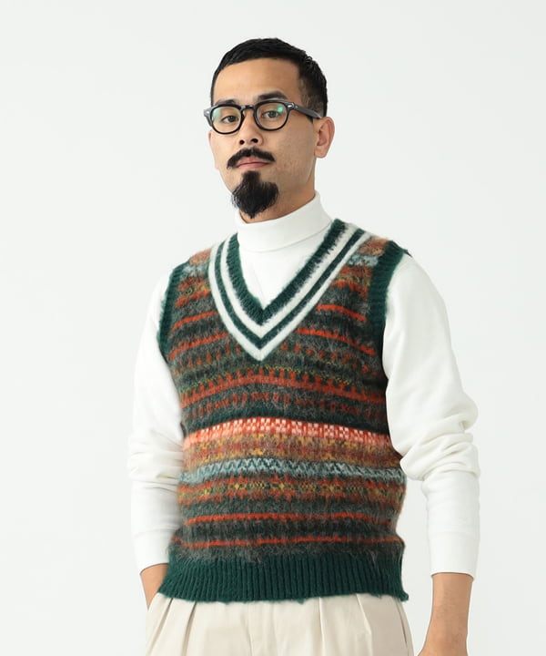 BEAMS PLUS gim × BEAMS PLUS / 別注Shaggy Fair Isle Cricket Vest