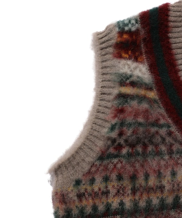 BEAMS PLUS gim × BEAMS PLUS / 別注Shaggy Fair Isle Cricket Vest