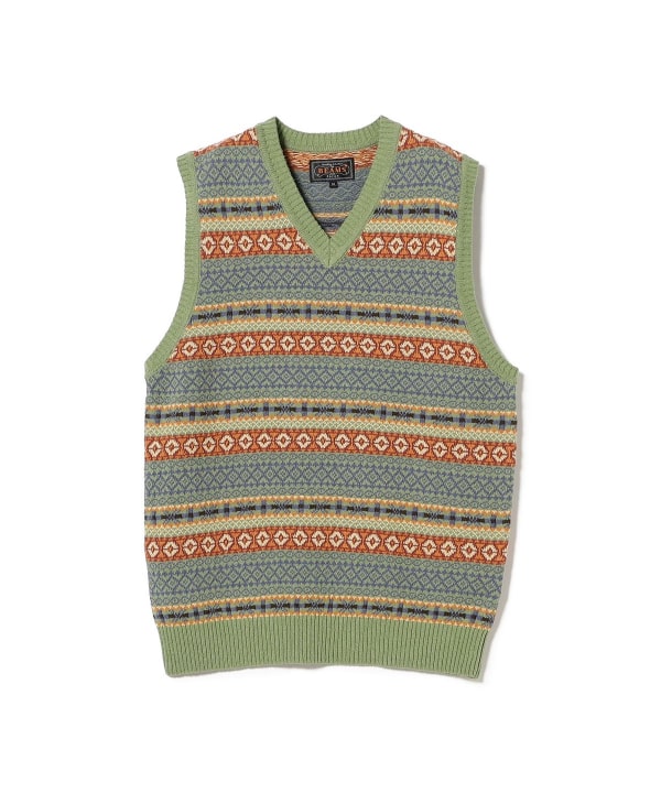 BEAMS PLUS（ビームス プラス）Cotton (Linen) Vest Fair Isle