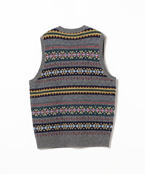✨美品✨ BEAMS PLUS フェアアイル柄 総柄 ベスト ウール BEAMS PLUS（ビームス プラス）Knit Vest Fair isle Pattern（トップス