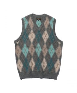 Knit Vest Intarsia Argyle Pattern Alpaca