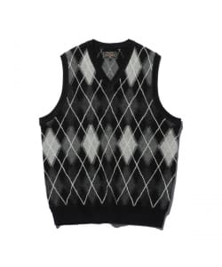 Knit Vest Intarsia Argyle Pattern Alpaca