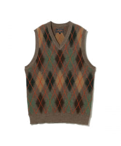 Knit Vest Intarsia Argyle Pattern Alpaca