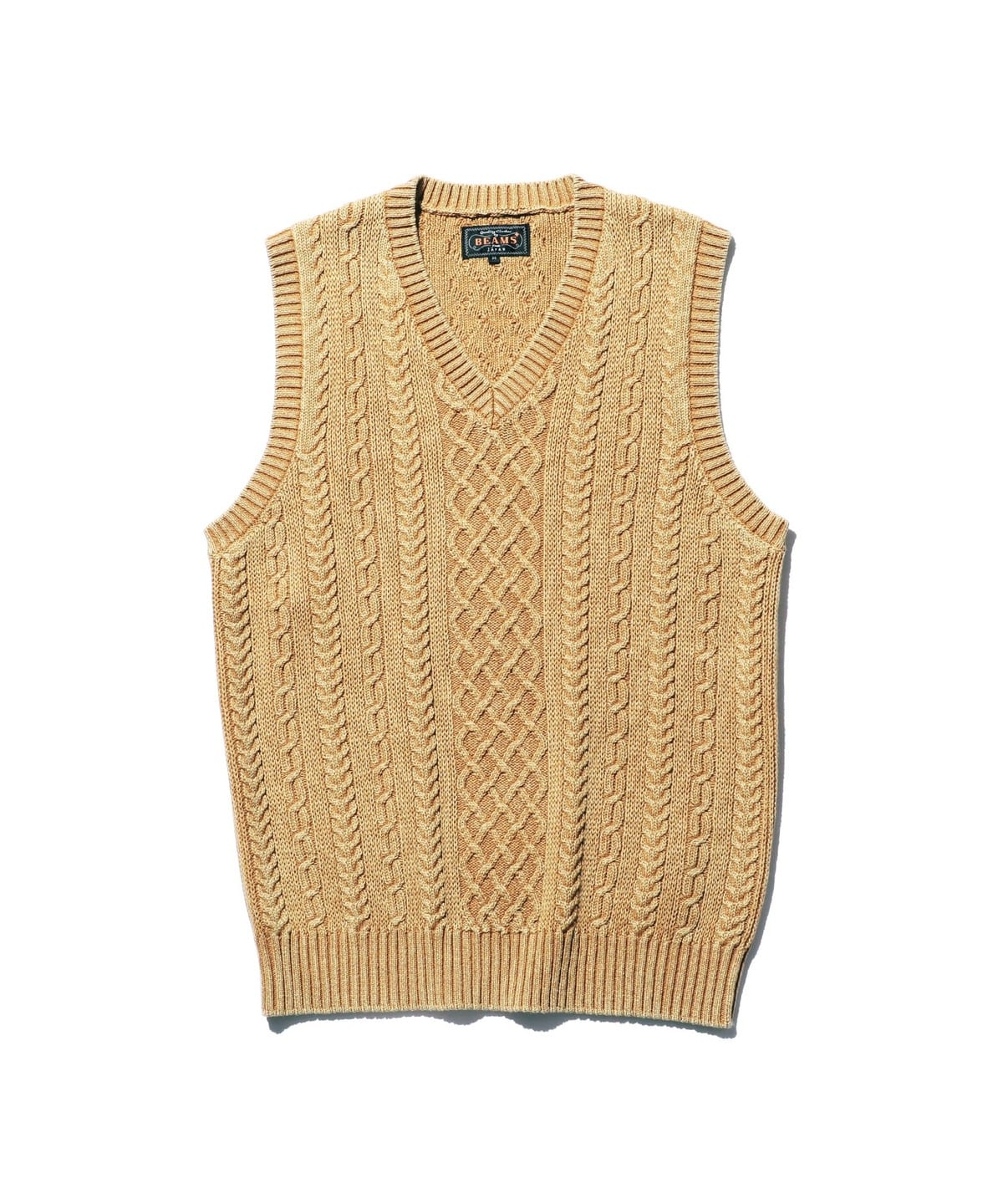 BEAMS PLUS（ビームス プラス）Knit Vest Aran Pattern Pigment Dyed